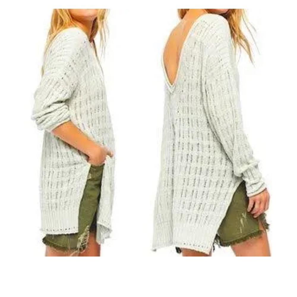 Free People Pretty in Pointelle Sweater Color: Blue | Size: S - Picture 2 of 6